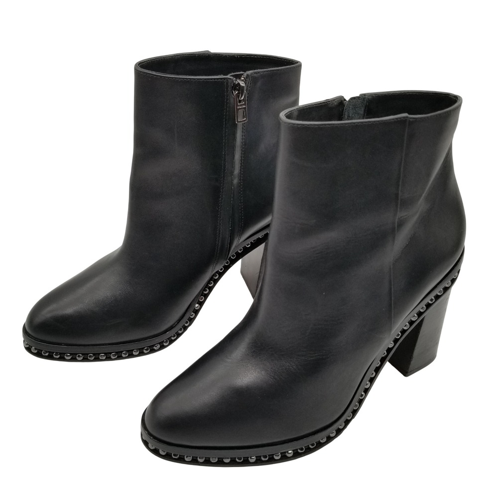 Coach Justina Ankle Boots Women 11 Black Leather Studded Block Heel Q7693